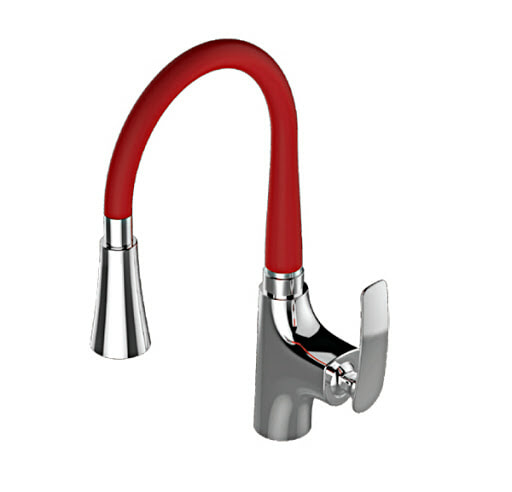 Vòi bếp nóng lạnh cần mềm màu đỏ AM 8007 R